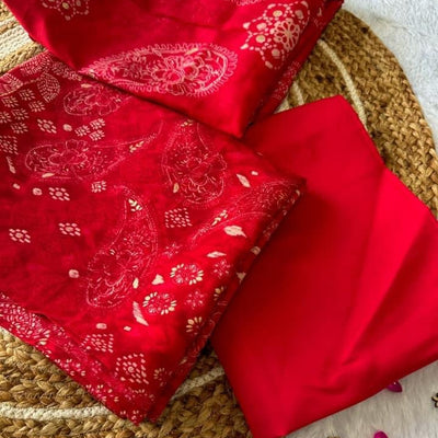Red rayon unstiched fabric #21