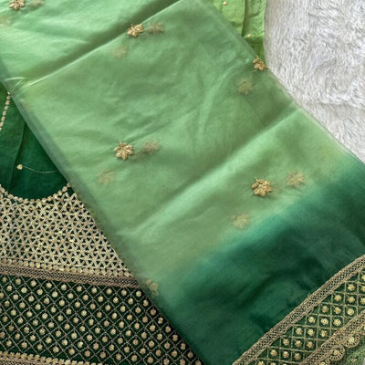Green paradise unstitched suit #029