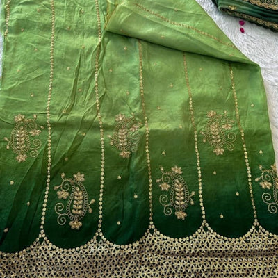 Green paradise unstitched suit #029