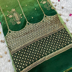Green paradise unstitched suit #029