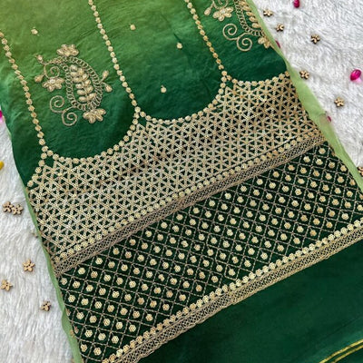 Green paradise unstitched suit #029