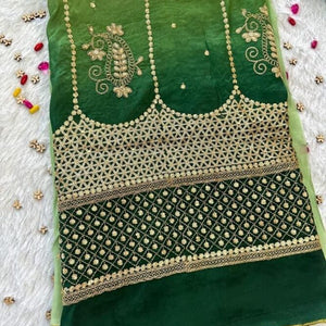 Green paradise unstitched suit #029