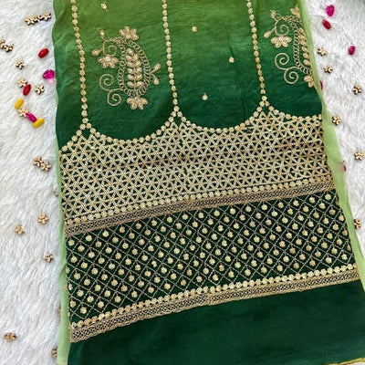 Green paradise unstitched suit #029