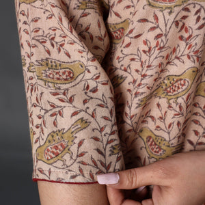 Beige - Handwoven Wool Pedana Kalamkari Print Kurta