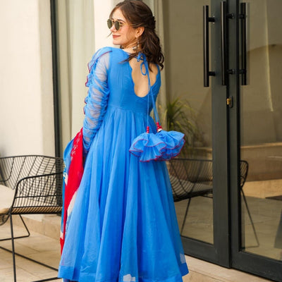 Niharika Blue organza suit set