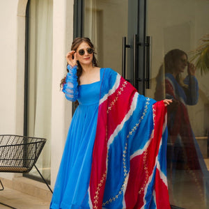 Niharika Blue organza suit set