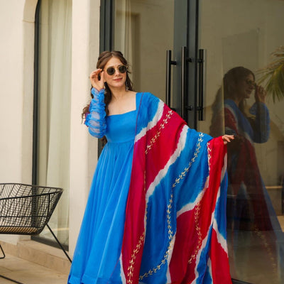 Niharika Blue organza suit set