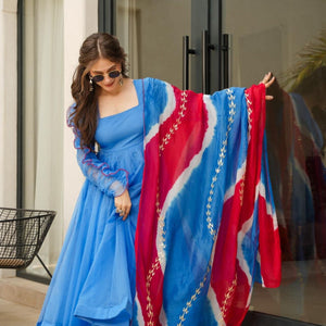 Niharika Blue organza suit set