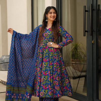 Damini blue cotton suit set