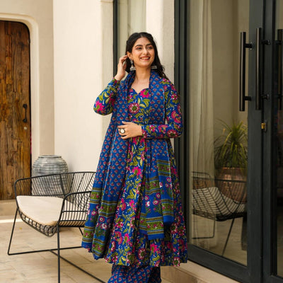Damini blue cotton suit set