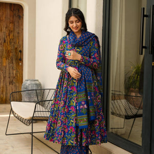 Damini blue cotton suit set