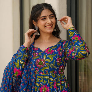 Damini blue cotton suit set