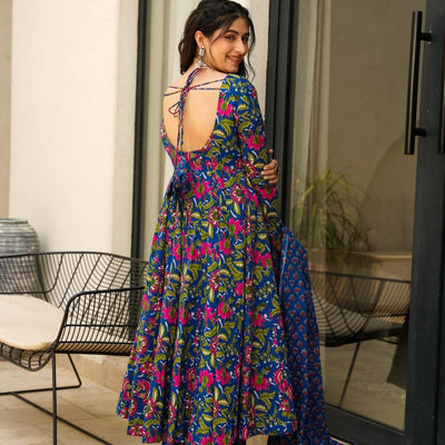 Damini blue cotton suit set