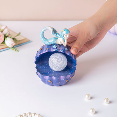 Starry Shell Mermaid Decor With Dark Blue