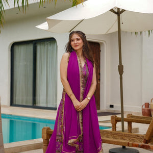Isabella purple heavy embroidered suit