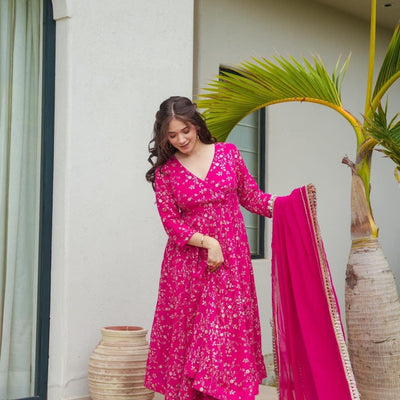 Ocean pink heavy embroidered set