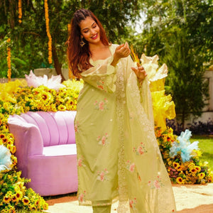 VERDANT FLORAL ORGANZA SUIT SET