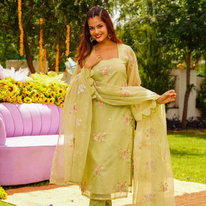 VERDANT FLORAL ORGANZA SUIT SET