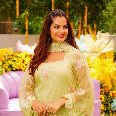 VERDANT FLORAL ORGANZA SUIT SET