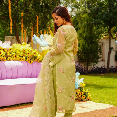 VERDANT FLORAL ORGANZA SUIT SET