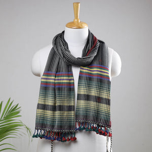 Black - Kutch Weave Pure Handloom Cotton Stole