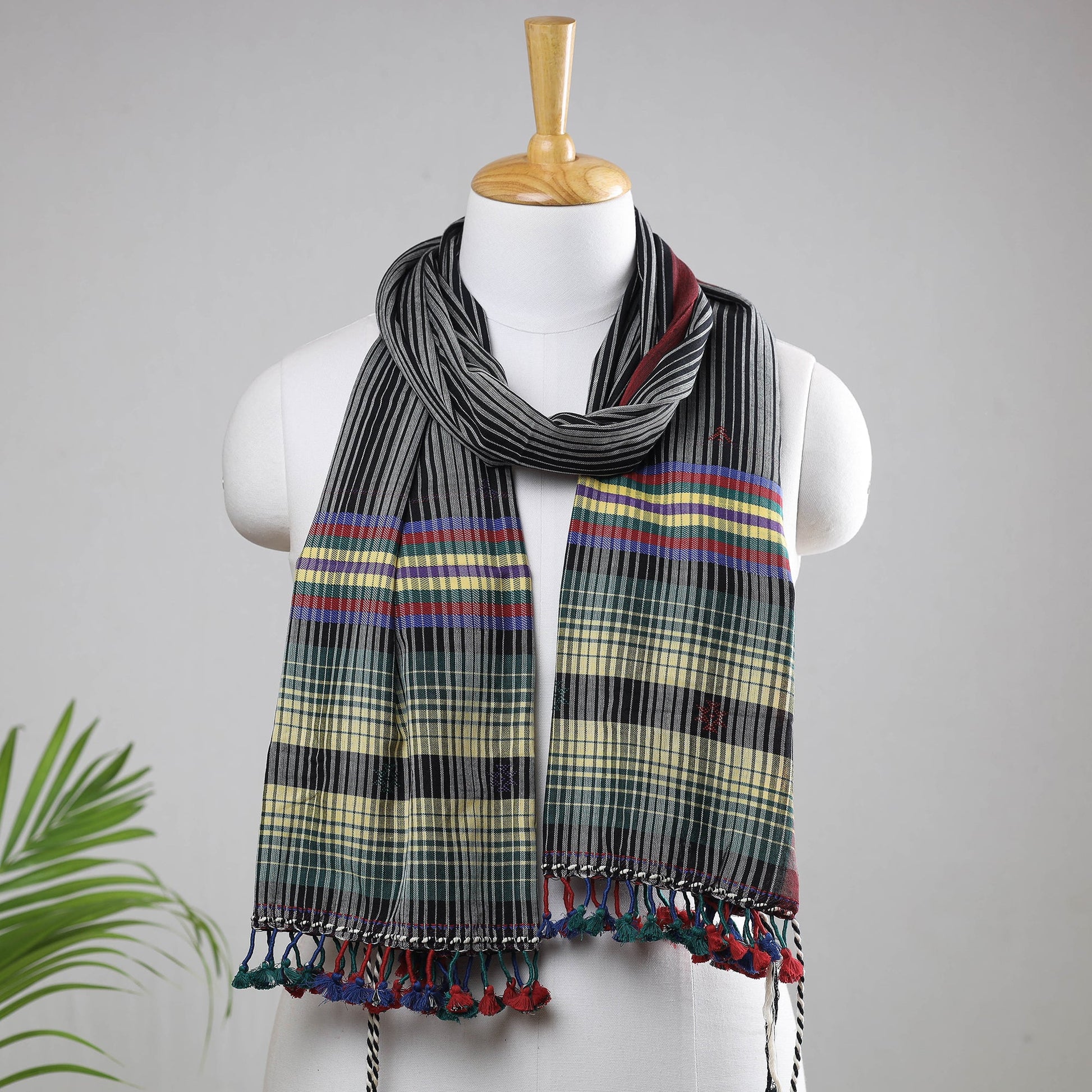 Black - Kutch Weave Pure Handloom Cotton Stole