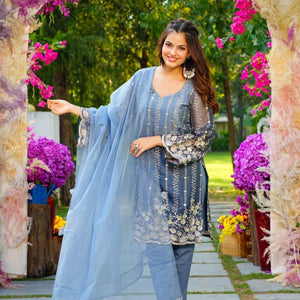Mitali blue embroidered set