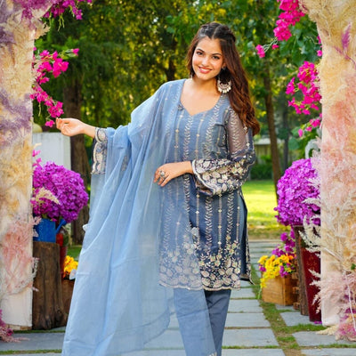 Mitali blue embroidered set