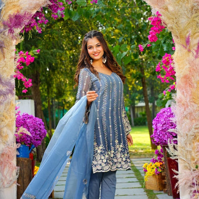 Mitali blue embroidered set