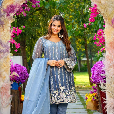 Mitali blue embroidered set