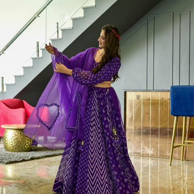 purple georgette lehenga choli set