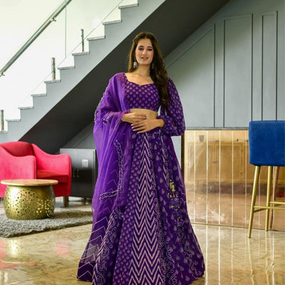 purple georgette lehenga choli set