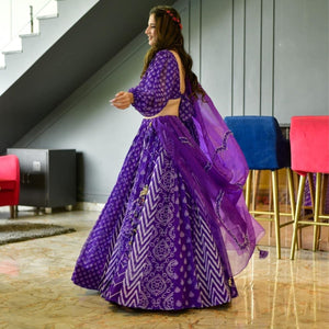 purple georgette lehenga choli set