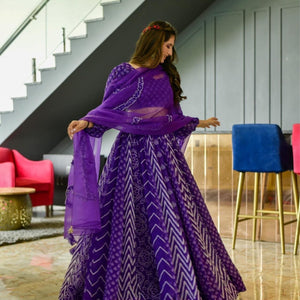 purple georgette lehenga choli set
