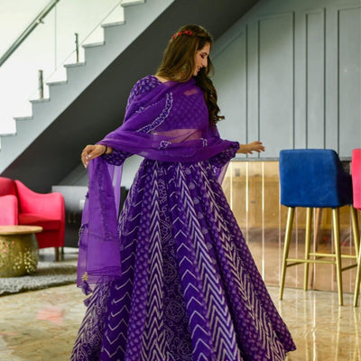 purple georgette lehenga choli set