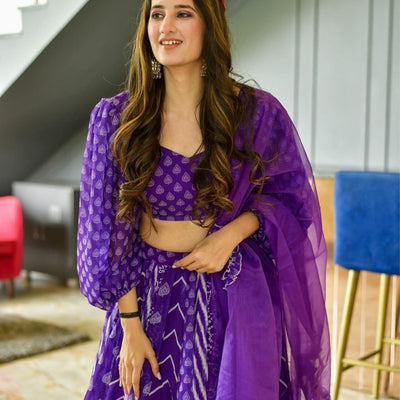 purple georgette lehenga choli set