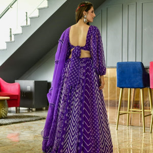 purple georgette lehenga choli set