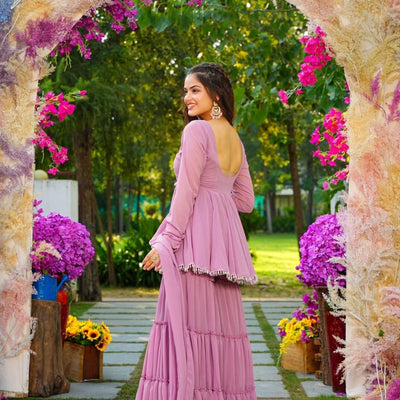 Lavender light georgette sharara set