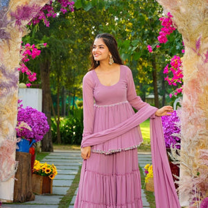 Lavender light georgette sharara set