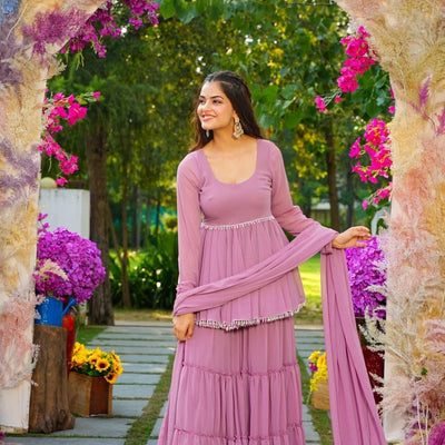 Lavender light georgette sharara set