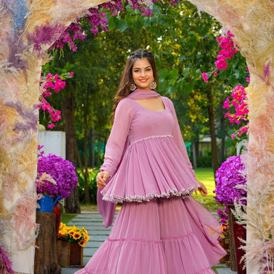 Lavender light georgette sharara set