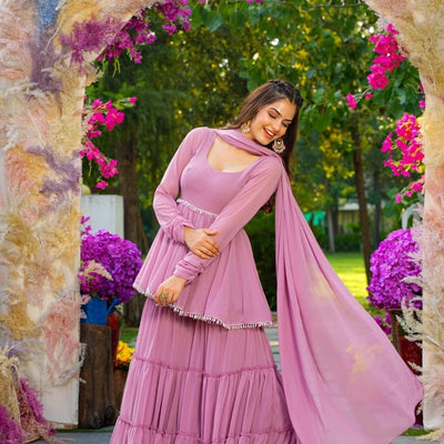 Lavender light georgette sharara set