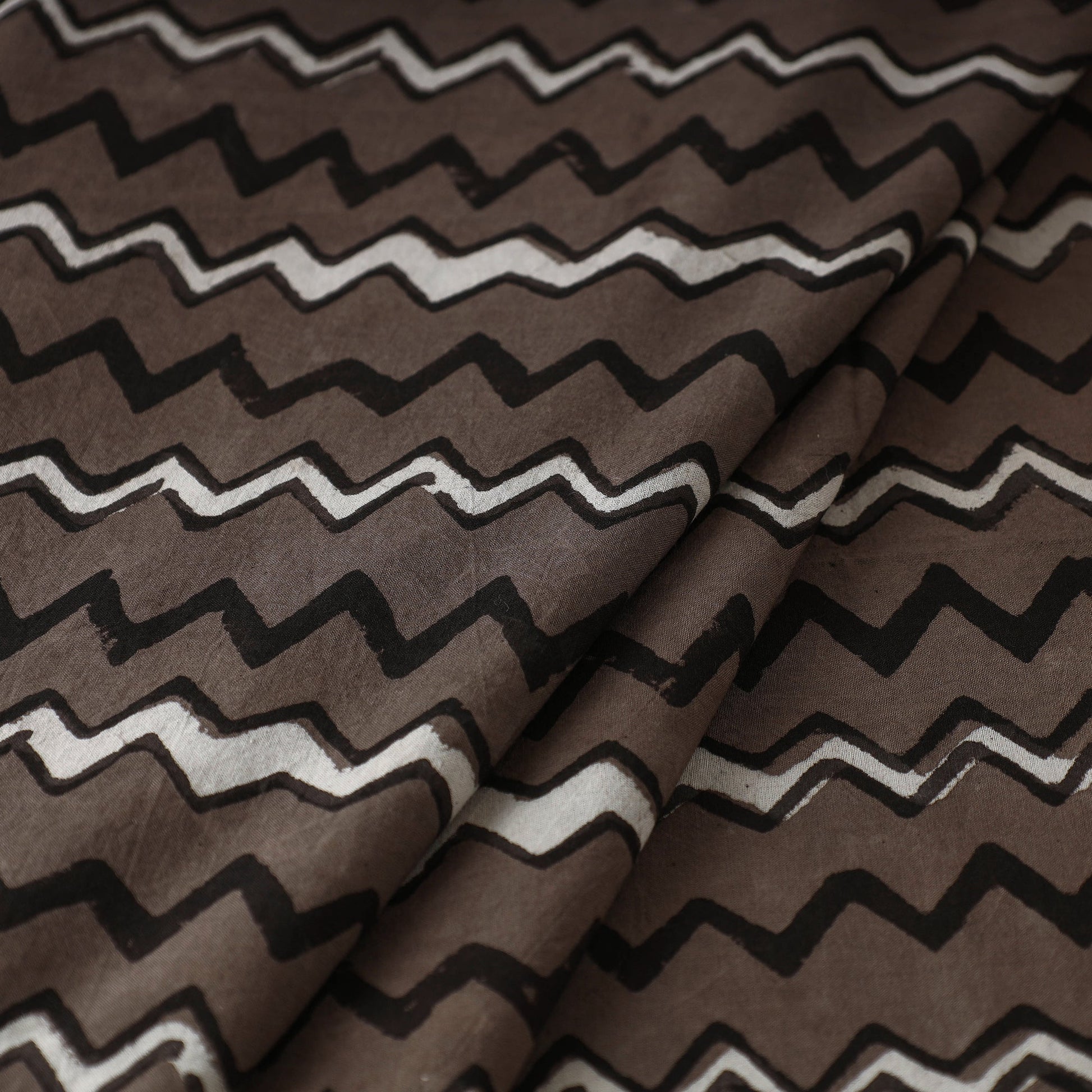 Brown - Pipad Block Printed Cotton Fabric