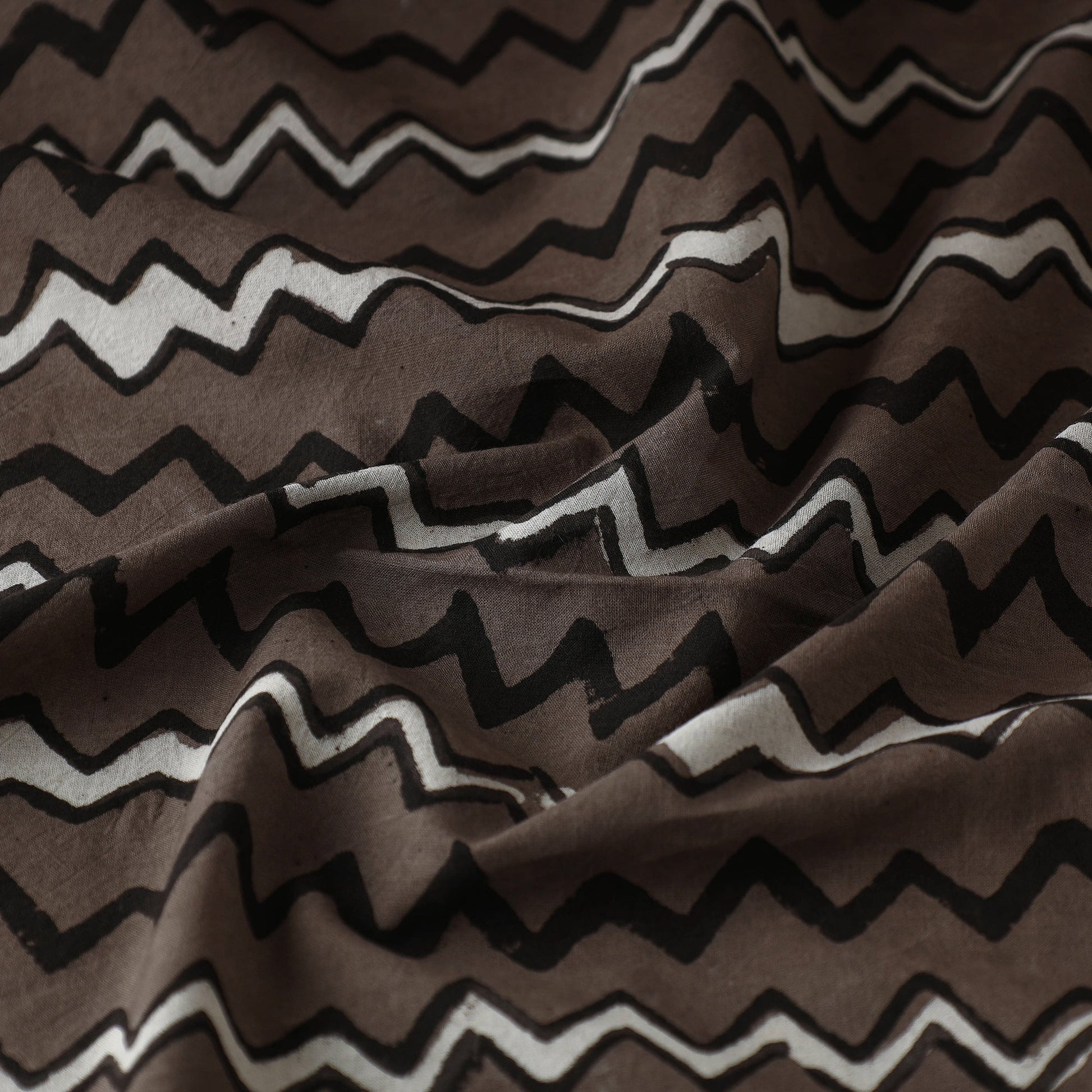 Brown - Pipad Block Printed Cotton Fabric