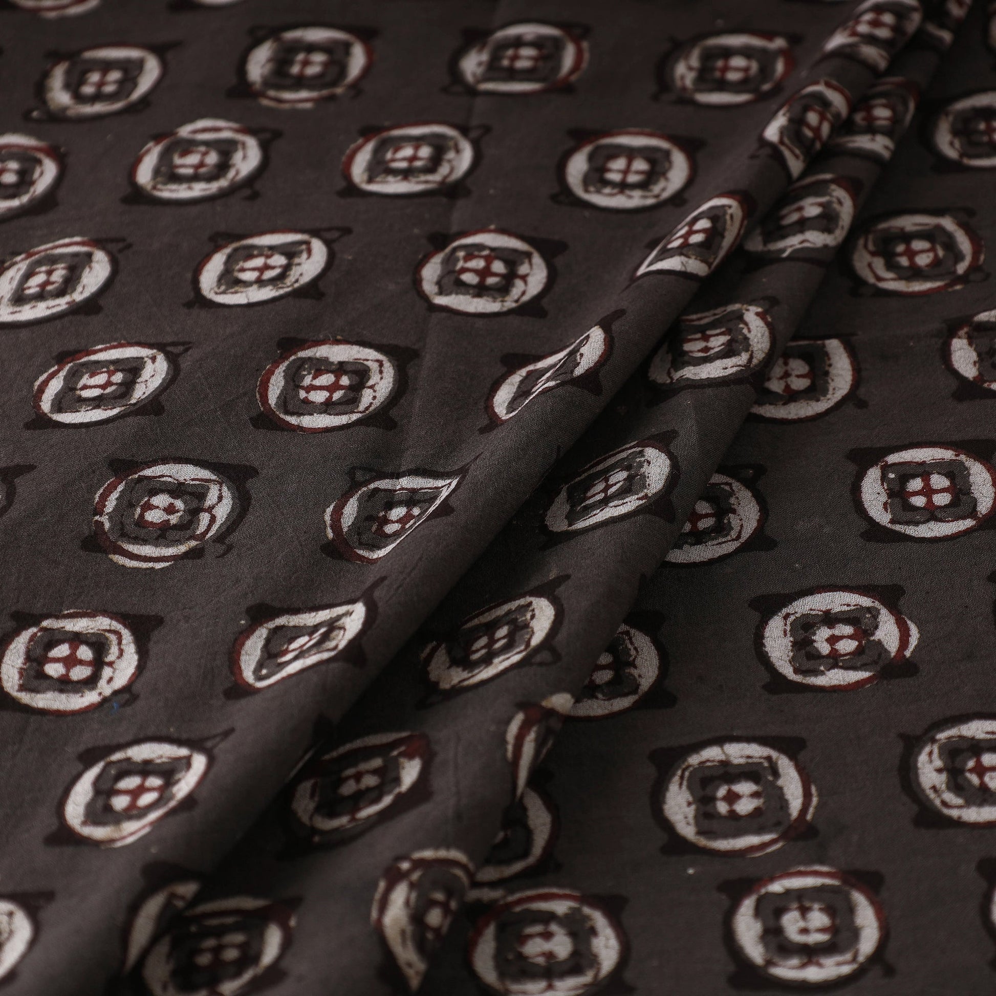 Brown - Pipad Block Printed Cotton Fabric