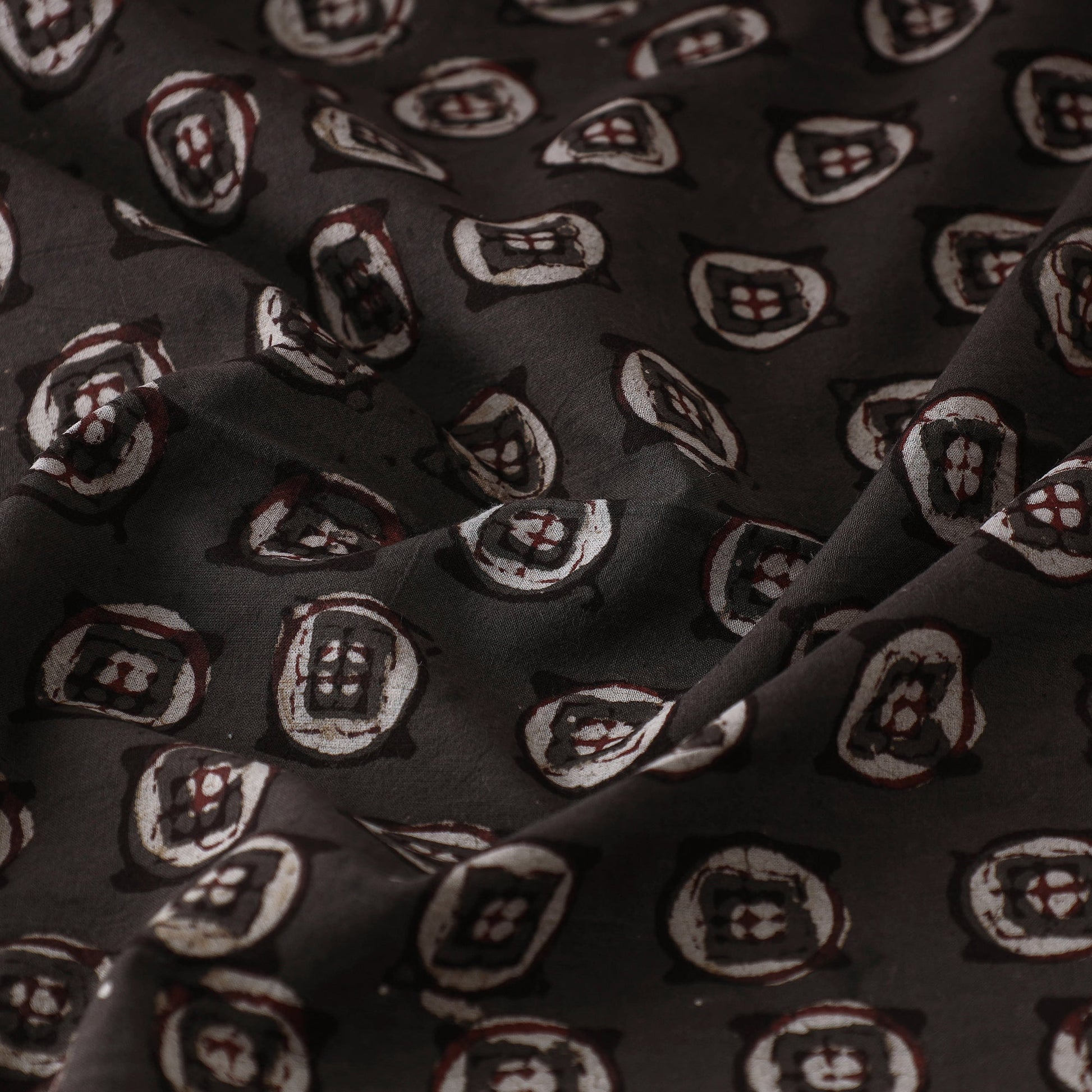 Brown - Pipad Block Printed Cotton Fabric