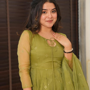 Mochi green organza suit set