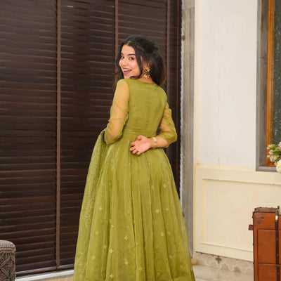 Mochi green organza suit set