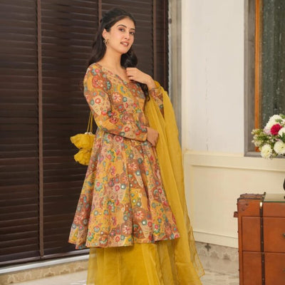 angelic embroidered kurta-palazzo set