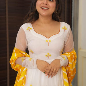 Kasturi white organza suit set